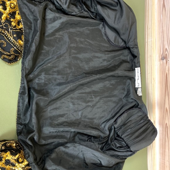 Vtg Scala Beaded Sequin Jacket Womens PM Gold 100% Silk Cropped Bolero Glam - Picture 10 of 13